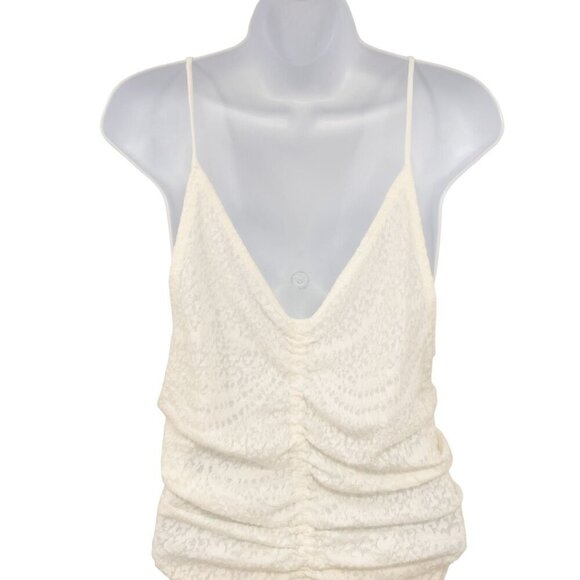 Free People Lace Ruched Love Her Tank Top Cami Ivory White Gardenia - Picture 9 of 12